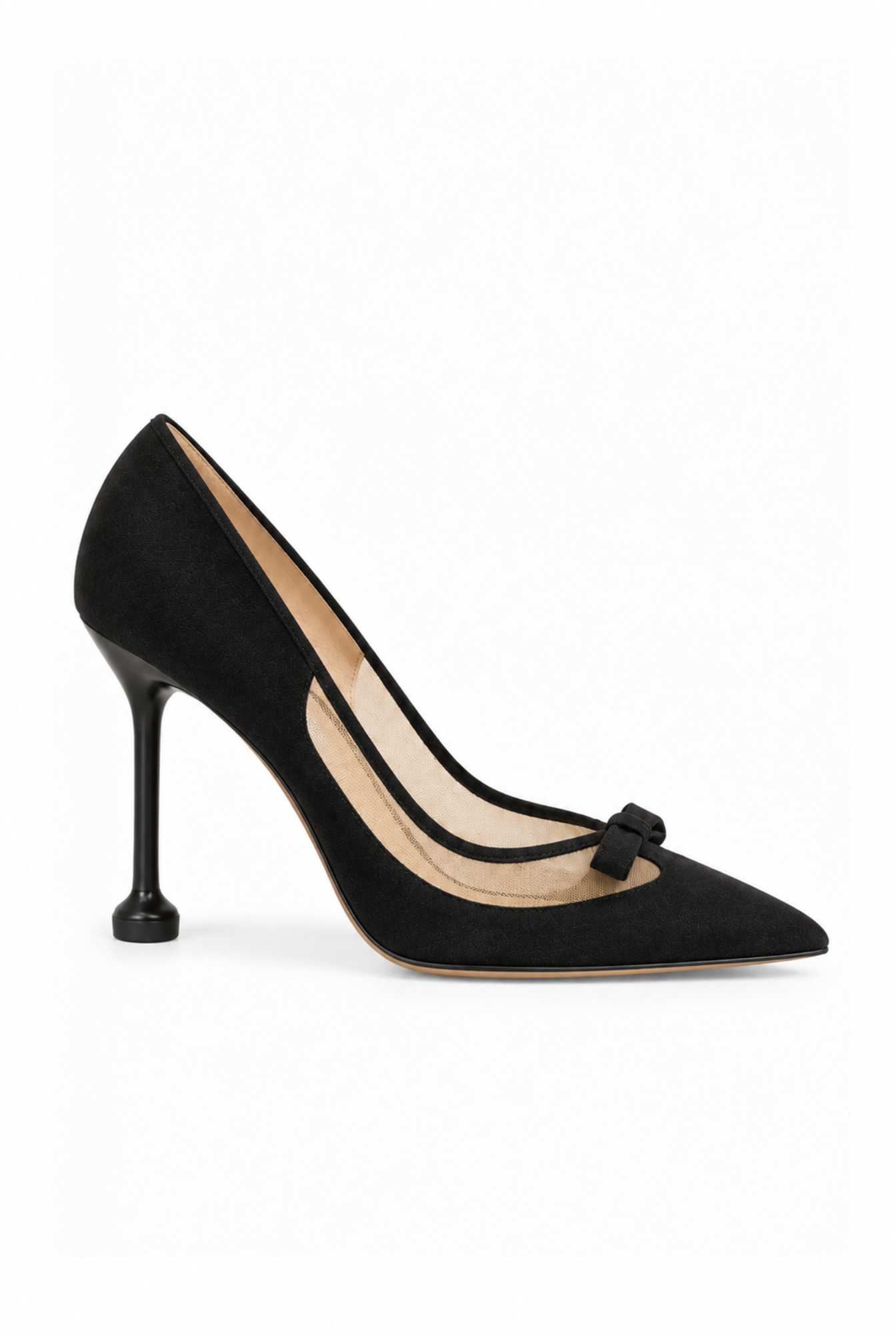 Francy – escarpins en daim noirs avec résille transparente